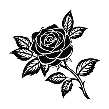 Black rose icon vector illustration