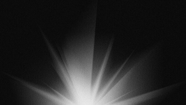 Abstract Black and White Grainy Light Leak Background with Radial Motion Blur and Cinematic Film Grain Texture.