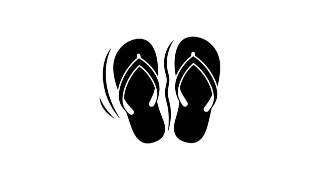 Black Flip Flops Icon, Summer Footwear, Beach Sandal, Casual Shoe, Vector Graphic