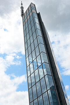 Warsaw, Poland, Europe - 06.2025 : Varso tower - 310 m high (including spire) office building, the tallest building in European Union, Chmielna street, view from Warszawa Centralna railway station