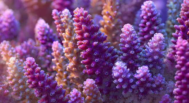 Acropora coral in isolation for aquarium, with vivid colors and detailed patterns underwater