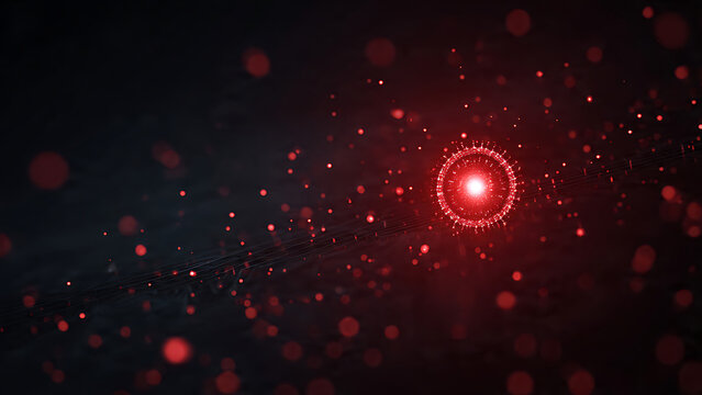 Abstract Luminous Red Sphere A Digital Anomaly Symbolizing Cyber Threat, Malware Presence, and System Vulnerability