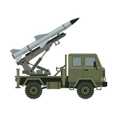 Obraz premium vector flat missile launcher vehicle 008