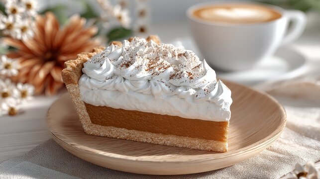 We need to produce exactly five lines, each a rephrasing of the original sentence: &lsquo;Cozy Thanksgiving scene with pumpkin pie and a warm drink in a rustic kitchen.&rsquo; No extra text, no numbering, no