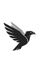 Obraz premium Minimalist Black Eagle Logo Design Flying with Wings Spread.