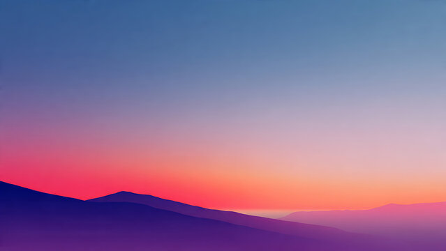 Vibrant gradient sunset over abstract mountain silhouettes, perfect for a modern website header or clean digital background, blending natural beauty with contemporary digital design aesthetics