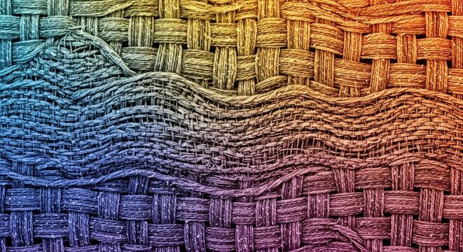 Woven Rainbow Colored Fabric Texture Background.