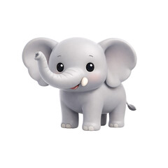 Obraz premium Cute 3D Cartoon Baby Elephant Isolated