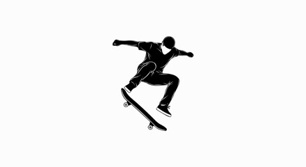 Obraz premium Silhouetted skateboarder performing an aerial trick