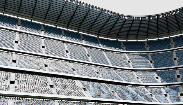 Empty football stadium arena with grandstands and modern architecture
