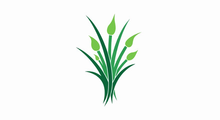 Naklejka premium Stylized green shoots and buds on a white background