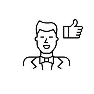 Groom and like symbol. Marriage trust, high reviews wedding venue. Dating app. Pixel perfect, editable stroke vector icon