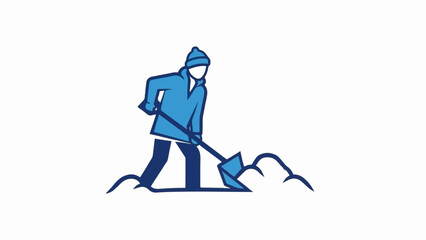 Obraz premium Person wearing winter clothing shoveling snow from a mound