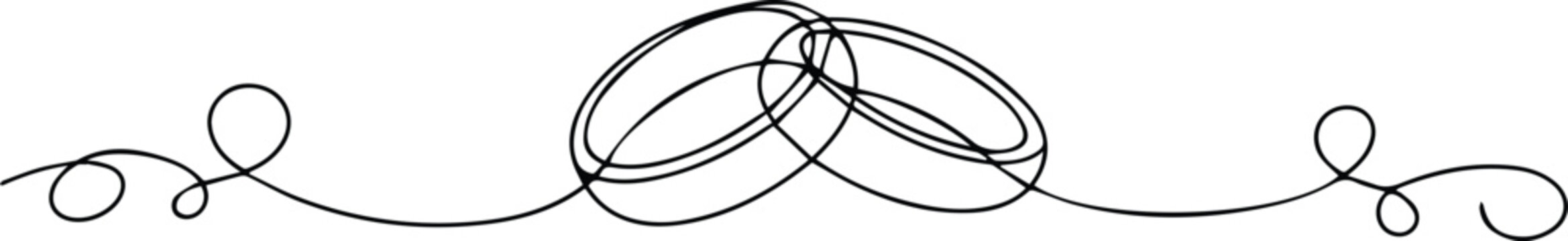 Elegant wedding rings line art infinity flourish vector icon