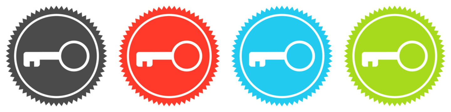 Icons auf 4 Buttons mit Zacken zeigen Schl&uuml;ssel oder Abschliessen