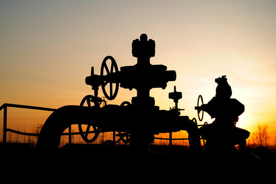Oil pipeline valves in the oil and gas industry.