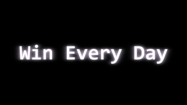 A motivational video with the phrase Win Every Day on a starry night background