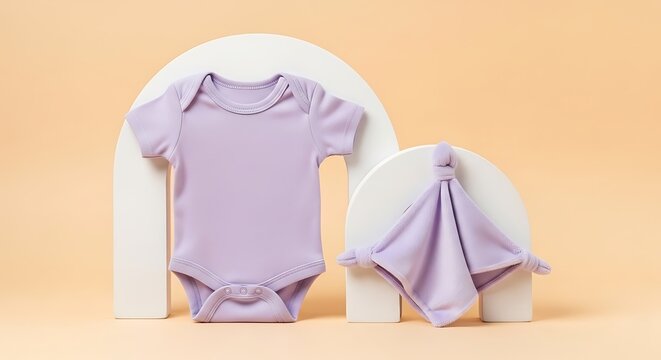 Soft Lavender Baby Outfit Set - Bodysuit and Matching Cloth.