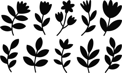 Obraz premium Flower stem silhouettes for wedding stationery
