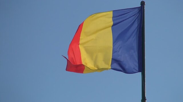 Flag Romania Country, Romanian Banner, Tricolour Blowing in Wind, Breeze