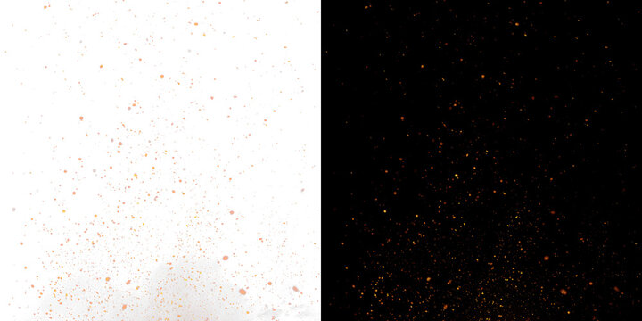 Realistic fire flames blazing with glowing embers and sparks isolated on transparent background, warm flame overlay design