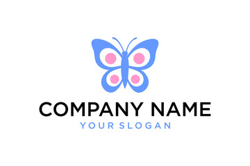 Obraz premium Blue and Pink Butterfly Logo Design Template