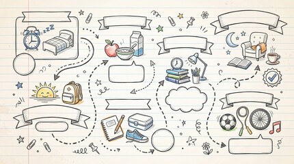 Back to Routine After Vacation Template No Text with Blank Labels for School Use.