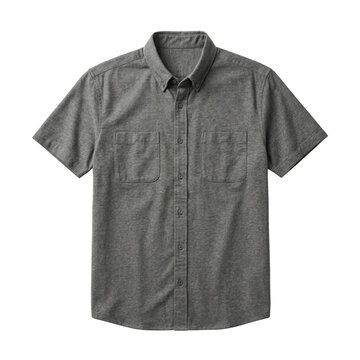 Mens casual grey short sleeve button down shirt