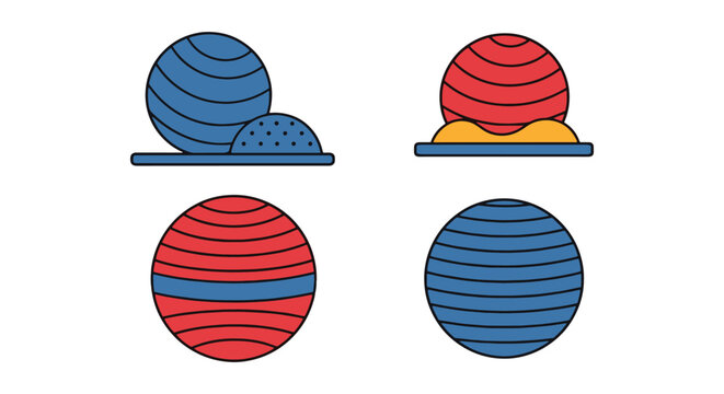 Stability Ball Line art vector flat modern abstract