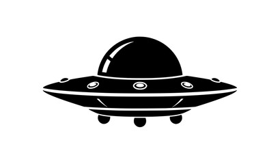 UFO flying saucer vector icon black silhouette isolated on transparent background for sci-fi and space themes © MdRoni