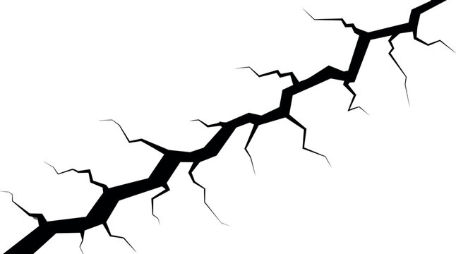 Ground crack vector illustration with jagged earthquake fracture line isolated on light background for damage and disaster design