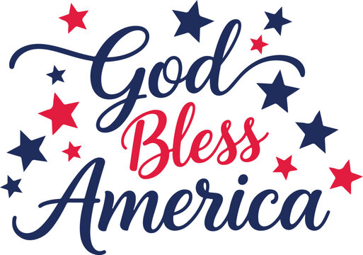 Vectoe art of god bless america patriotic greeting with stars