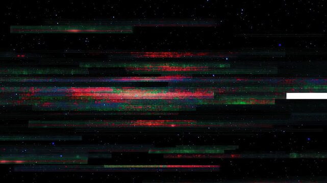 Noise glitch television distortion malfunction disruption disconnected compression black background footage error hacking computer laptop damaged screen creating abstract horizontal corrupted data