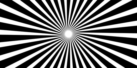 Sun ray light. Sun rays background. Radial burst. Sunburst black pattern isolated on white background. Beams line. Radiate sunlight. Comic effect texture. Retro pop art stripe. Eps10