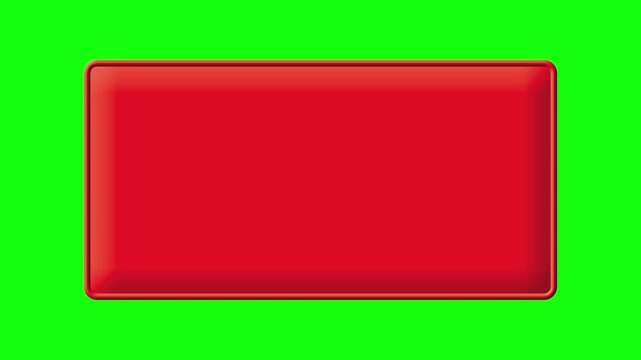 Blank Red Rectangular Button with Rounded Corners on Green Screen