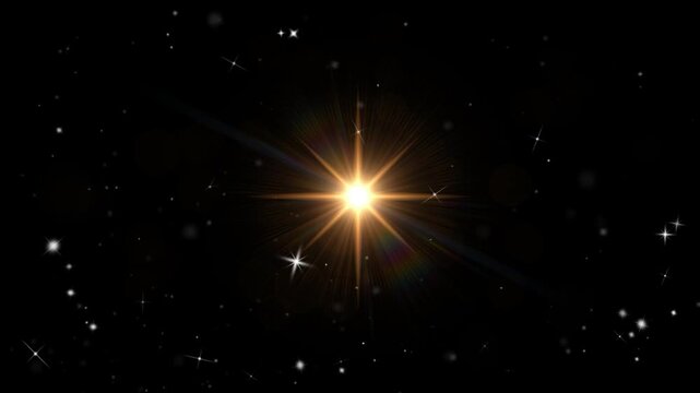 A video showcasing a bright star shining in the dark space with many surrounding stars