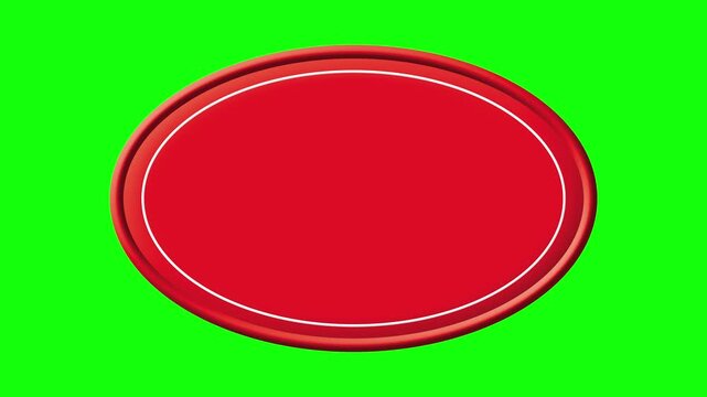 Red Oval Blank Badge Button on Green Screen Background Loop