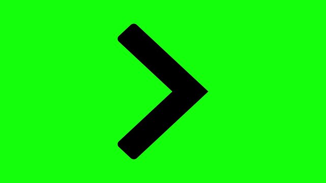 Black Next Arrow Chevron Icon Symbol on Green Screen Background Loop
