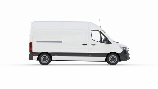 Side View Profile of High Roof White Cargo Delivery Van
