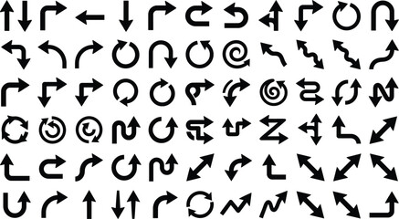 Vector black font alphabet set with metal letters and a collection of web icons including direction arrows and design symbols © MdAbdul