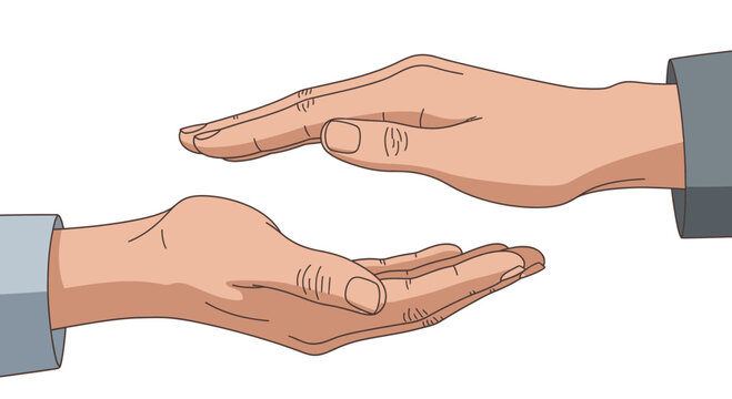 Hands reaching and interacting illustration concept on white background