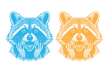 Fototapeta premium Cute Raccoon Face Line Art Vector Illustration
