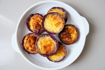 Freshly baked purple sweet potato pie