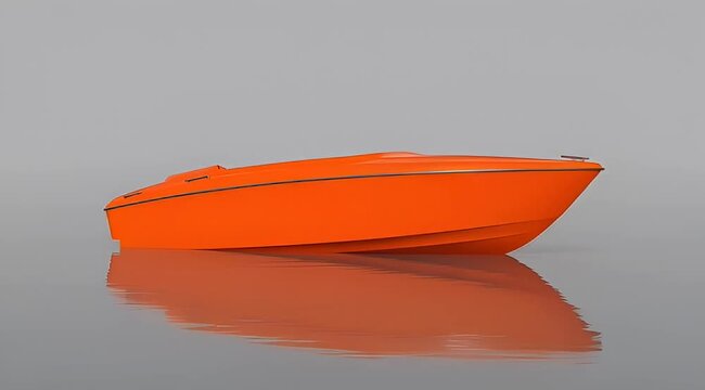 Elegant orange powerboat reflecting on the water, a stunning vessel indeed