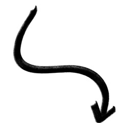 Obraz premium Black hand drawn wavy down arrow with marker texture