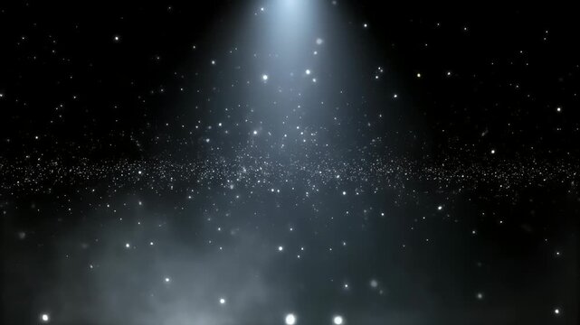 暗闇の天井から差し込む一筋の光と漂う粒子が幻想感を演出する神秘的スポットライト空間