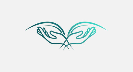 Fototapeta premium Abstract illustration of two hands with leaves in a modern graphic style