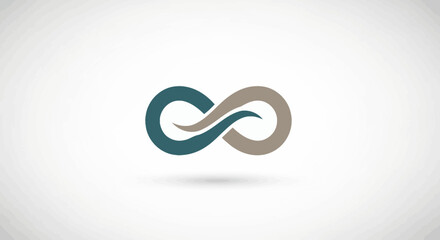 Obraz premium Abstract infinity symbol design in teal and tan colors on white background