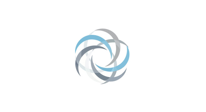 Abstract interlocking shapes on white background for technology and design