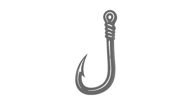 Black and White Fishing Hook Vector Art